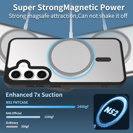 JP MagFit Clear MagSafe Θήκη με Μαγνήτη N52, Samsung Galaxy S24, μαύρη