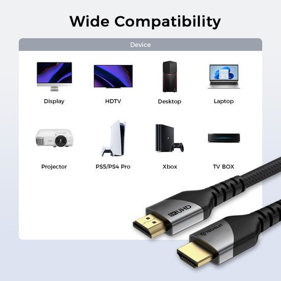 Techsuit Prémiový videokabel NexusVision Pro (CX3) HDMI - HDMI 2.1, 2 m, šedý
