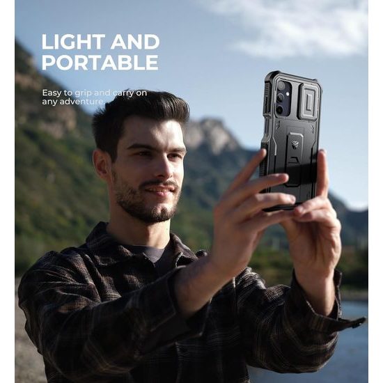 Dexnor 360 Kickstand Camprotector obal Samsung Galaxy A15, čierny