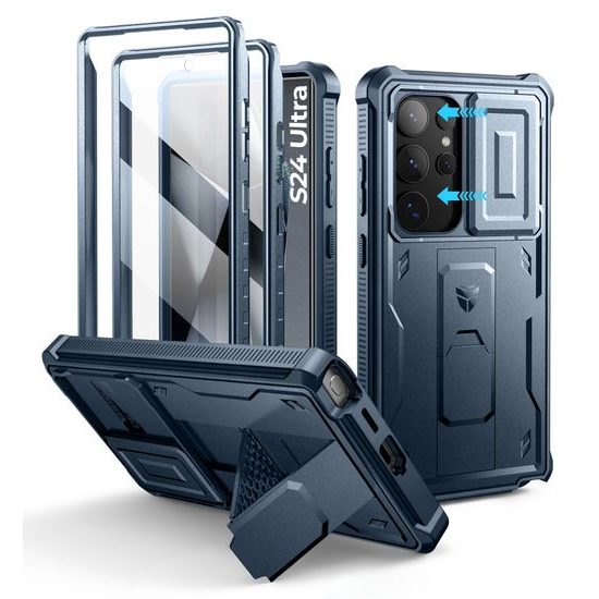 Dexnor 360 Kickstand Camprotector Θήκη Samsung Galaxy S24 Ultra, Μπλε
