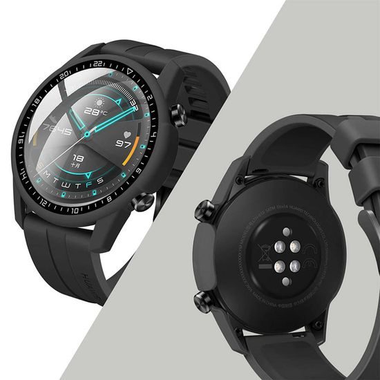 2-in-1-Hülle mit Glas für Huawei Watch GT 2, 46 mm, schwarz