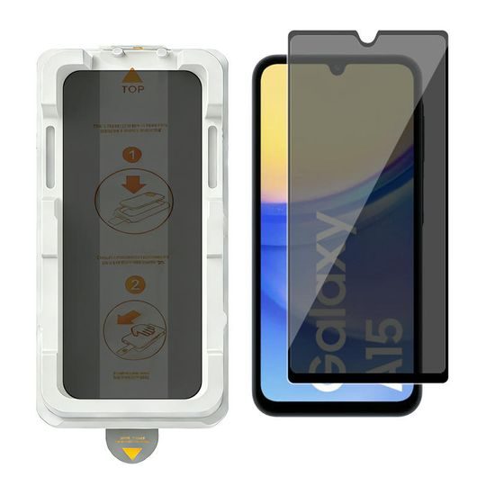 Wency Magic Box Privacy 5D Σκληρυμένο Γυαλί με Εύκολη Εφαρμογή, Samsung Galaxy A15, μαύρο
