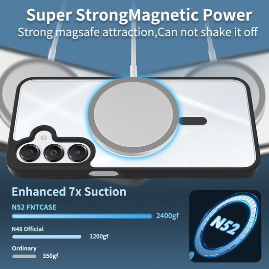 JP MagFit Clear MagSafe obal s N52 magnetom, Samsung Galaxy A16 5G, čierny