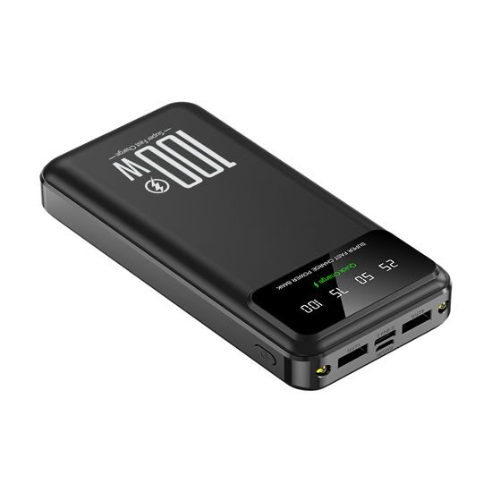 Powerbank 20000mAh mit 100W Super Charge, QC3.0, LED-Licht - Schwarz