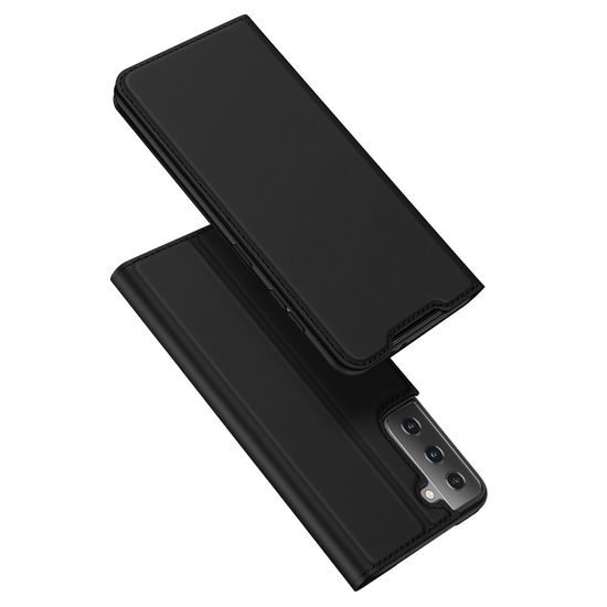 Dux Ducis Skin Leather case, könyves tok, Samsung Galaxy S21 Ultra 5G, fekete