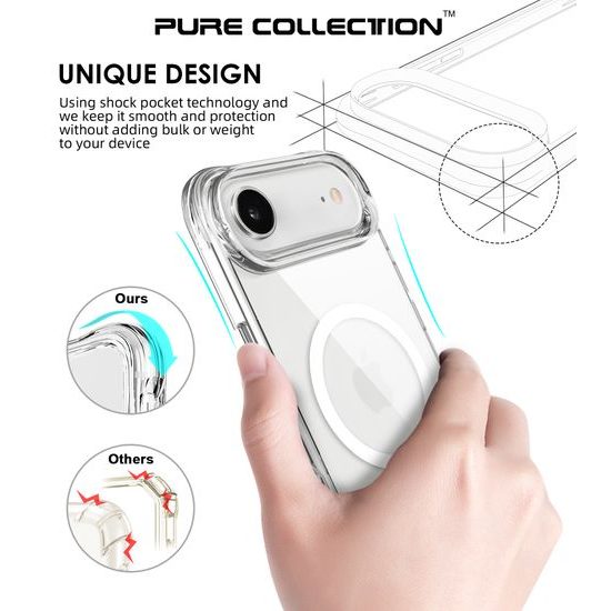 JP MagFit MagSafe θήκη με πιστοποίηση 3M SGS, iPhone Air, διάφανη