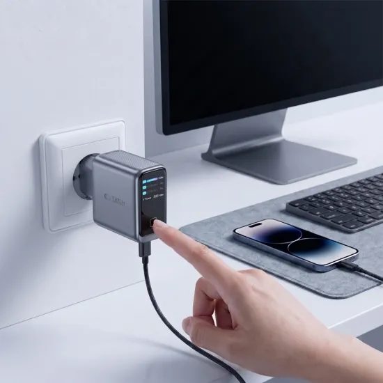Tech-Protect Powervision NC100W-GAN 3portová nabíjačka, PD 100 W / QC 3.0, sivá