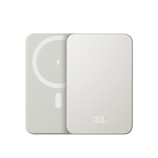 UltraThin MagSafe Powerbank 10000 mAh - PD20W + 15W Draadloos Opladen - Zilvergrijs