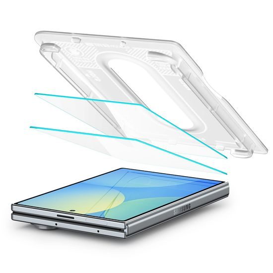 Samsung Galaxy Z Fold 8 aizsargstikls – Spigen Glas.TR EZ Fit Pro rūdītā stikla komplekts 2 gab. ar uzstādīšanas rāmi – caurspīdīgs