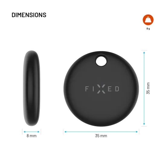Localizzatore intelligente FIXED Tag Dual con supporto Find My e Find Hub, nero