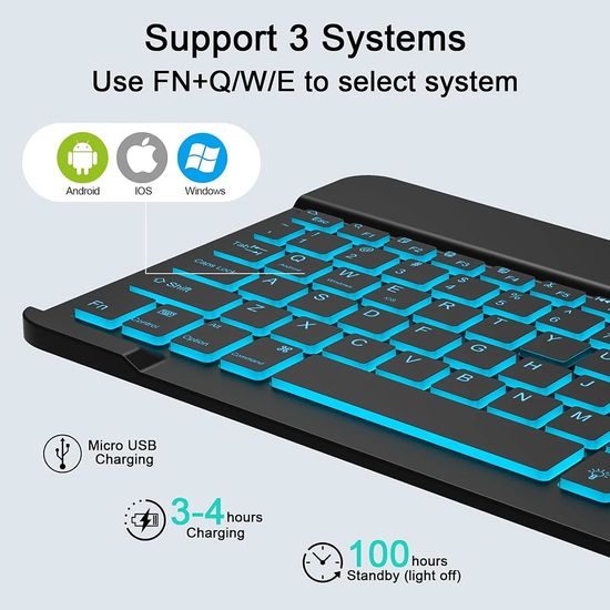 Techsuit vezeték nélküli billentyűzet és egér AirCombo (WKM1), USB-C, fekete
