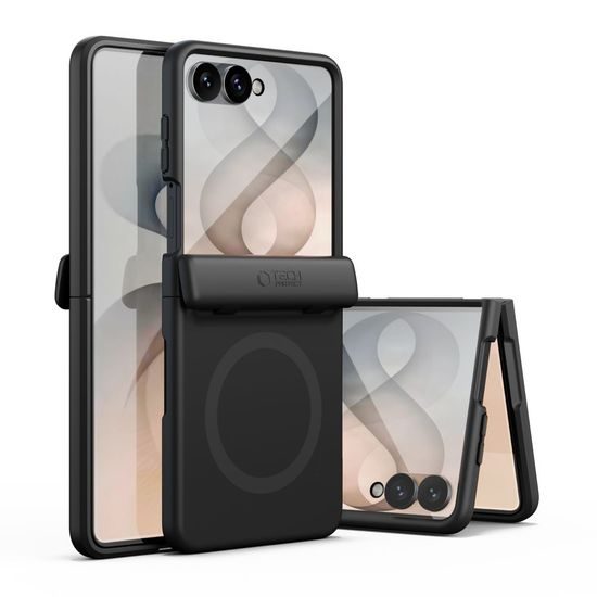 Tech-Protect Kevlar Aura MagSafe Schutzhülle für Samsung Galaxy Z Flip 8 - Integrierter Ständer - Schwarz