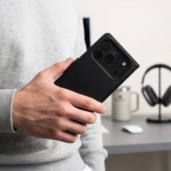 iPhone 17 Pro / 18 Pro vāciņš – Tech-Protect Wallet MagSafe – melns