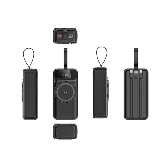 MagSafe 15W bezdrátová PowerBanka, 30 000 mAh se 3 integrovanými kabely, velikost XL, černá