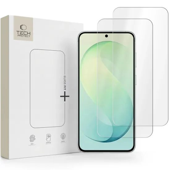 Samsung Galaxy S26 FE aizsargstikls – Tech-Protect Fit+ rūdītā stikla komplekts 2 gab. – caurspīdīgs