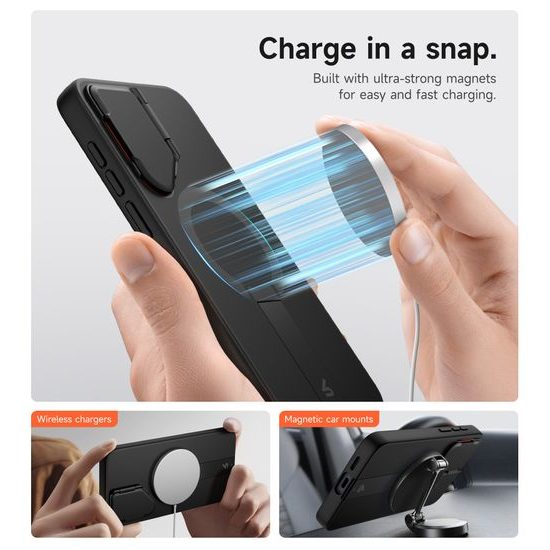 Suritch MagSafe Kickstand Camprotector θήκη Samsung Galaxy S25 FE, μαύρη