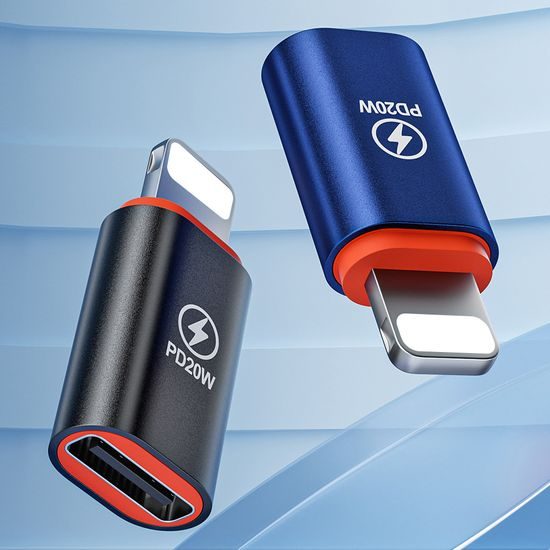 Techsuit Premium OTG προσαρμογέας HyperPort (A3) USB-C - Lightning, μαύρο-πορτοκαλί