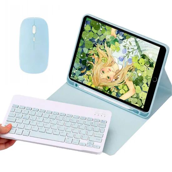 Husă cu tastatură și mouse pentru Apple iPad 7 / 8 / 9, 10.2" 2019 / 2020 / 2021, albastră