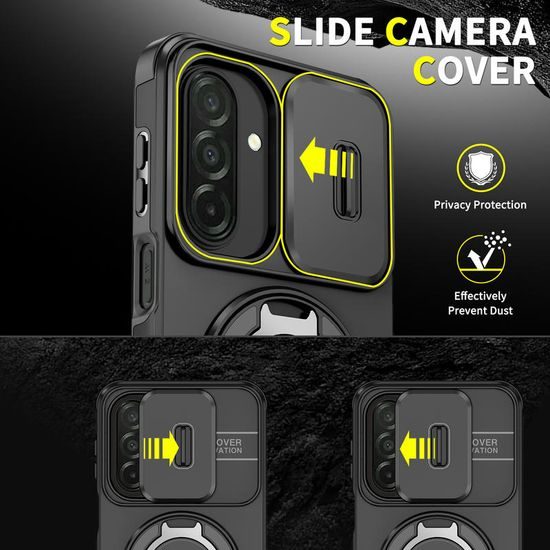 Camslide Stand Schutzhülle für Samsung Galaxy A27 - Integrierter Ständer mit Kamera-Schieber - Schwarz