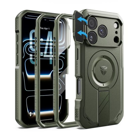 Dexnor MagSafe Case für iPhone 17 Pro / 18 Pro - 360° Kickstand mit Kameraschutz - Grün