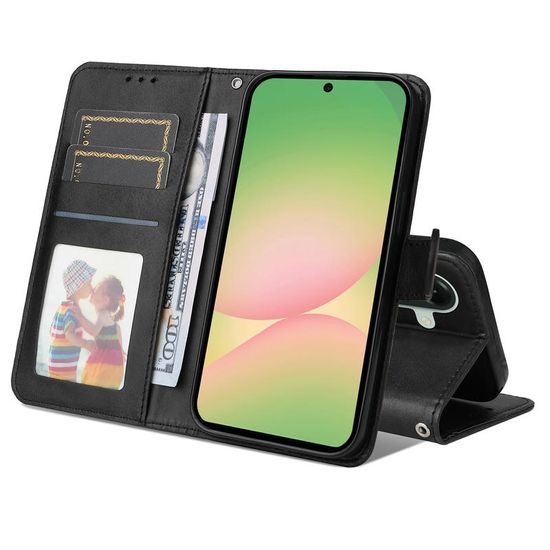 Magnet Schutzhülle für Samsung Galaxy A57 - Elegantes Leder Case mit Magnetverschluss - Schwarz