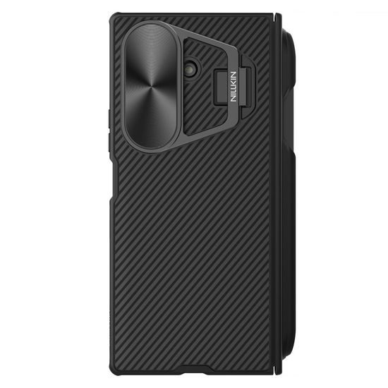 Samsung Galaxy Z Fold 7 aizsargvāciņš – Nillkin CamShield Prop ar metāla kameras aizsargu un S Pen atbalstu – melns