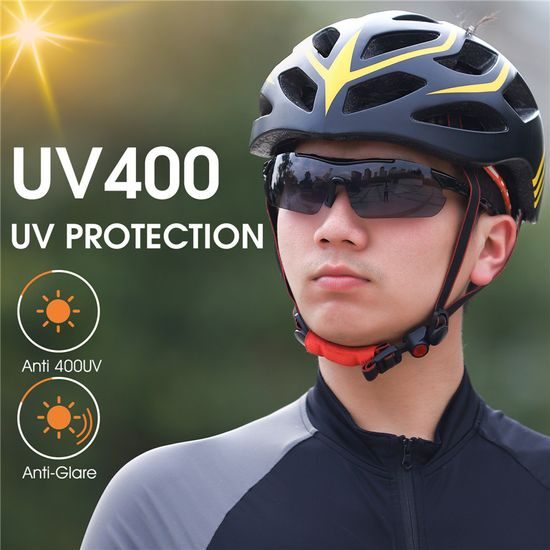 West Biking Polarisierte Sportbrille für Radfahren - UV-Schutz Fahrradbrille mit photochromatischen Gläsern - Schwarz
