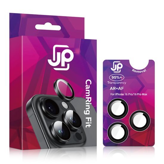 JP Camring Fit, zaštitno kaljeno staklo za kameru, iPhone 16 Pro / 16 Pro Max, crno