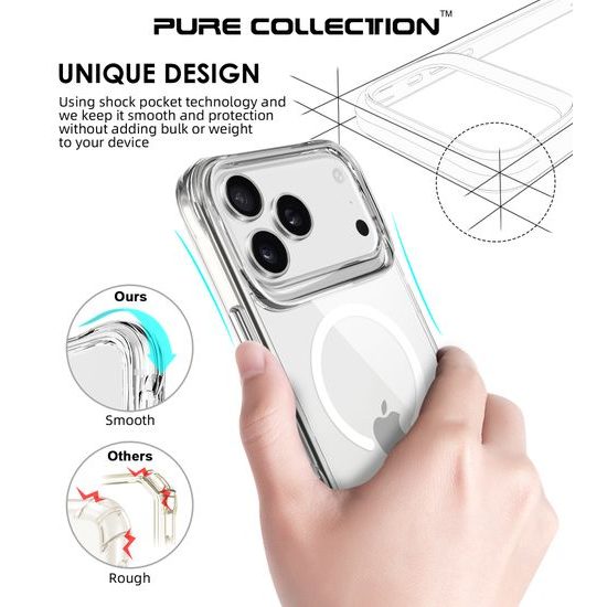 JP MagFit MagSafe θήκη με πιστοποίηση 3M SGS, iPhone 17 Pro, διάφανη