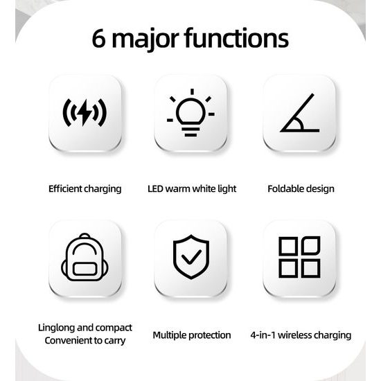 4σε1 Έξυπνος Ασύρματος Φορτιστής με LED Φωτισμό, Qi, Μαύρο