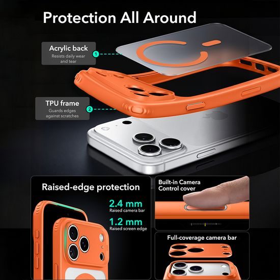 iPhone 17 Pro Max / 18 Pro Max vāciņš – ESR Classic Hybrid HaloLock MagSafe – oranžs