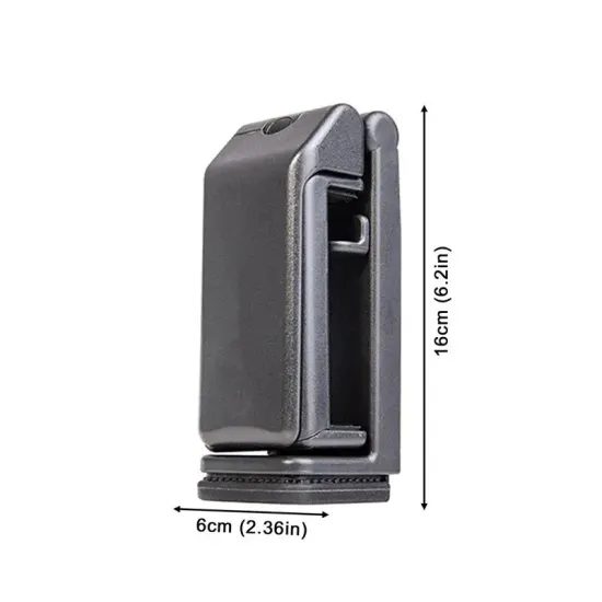 360° Καθολική περιστρεφόμενη αναδιπλούμενη βάση τηλεφώνου για ταξίδια με τοποθέτηση σε τραπεζάκι, κάθισμα και επιφάνεια, μαύρη