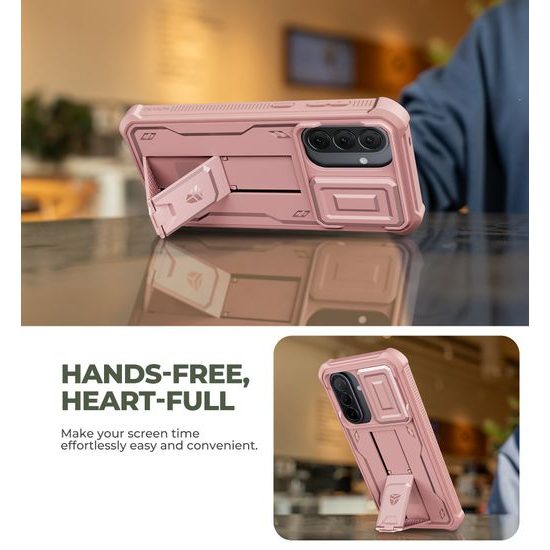 Dexnor 360 Kickstand Camprotector tok Samsung Galaxy A57, rózsaszín