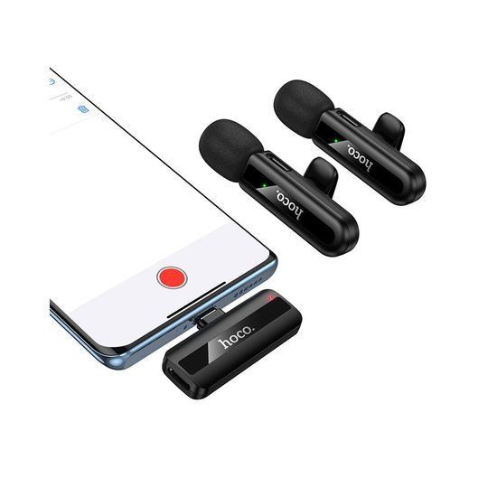 Hoco L20A Set microfoane wireless Lightning / USB-C, negru