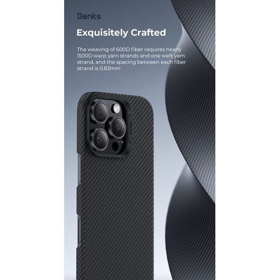 Benks Magnetic Armor Air Kevlar θήκη PC Frame, iPhone 16 Pro, μαύρη