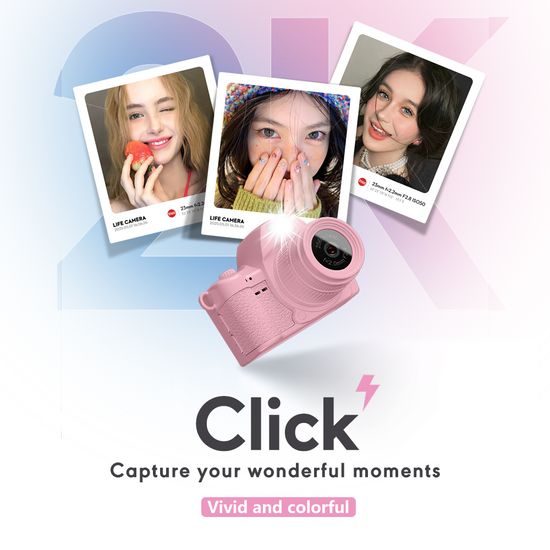 S161 Mini Kamera für Vlogging und TikTok - 1080P/2K Video - 1.47" Display - LED Licht - Gelb