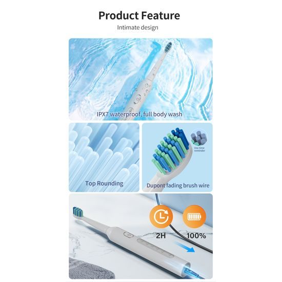 Set spazzolino elettrico sonico e idropulsore dentale wireless 2in1, bianco