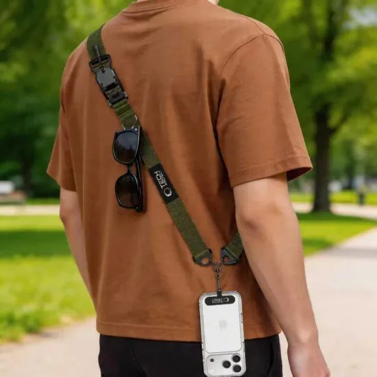 Tech-Protect C9S Crossbody Handykette - Verstellbares Trageband für Smartphone - Grün