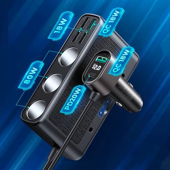 Joyroom JR-CL06 Πολυθυρική USB Φορτιστής Αυτοκινήτου PD154W / QC 3.0, Μαύρο