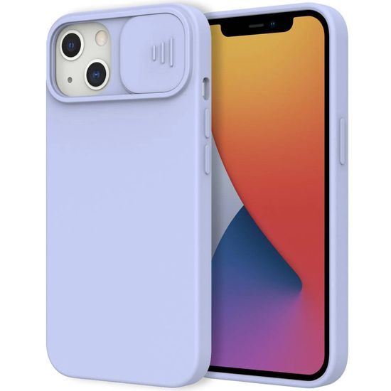 Husă Nexeri cu capac pentru cameră, iPhone 14 Plus, albastru deschis