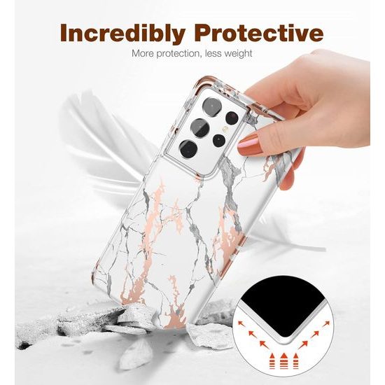 Suritch 360 Marble Θήκη για Samsung Galaxy S21 Ultra, Λευκή