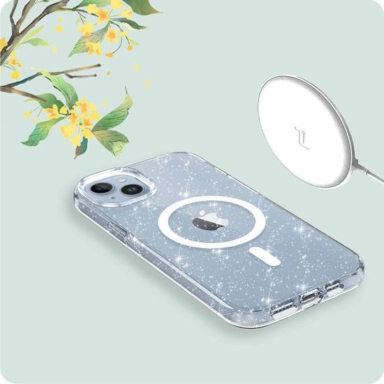 Tech-Protect Flexair hibrid MagSafe, iPhone 15, glitter clear