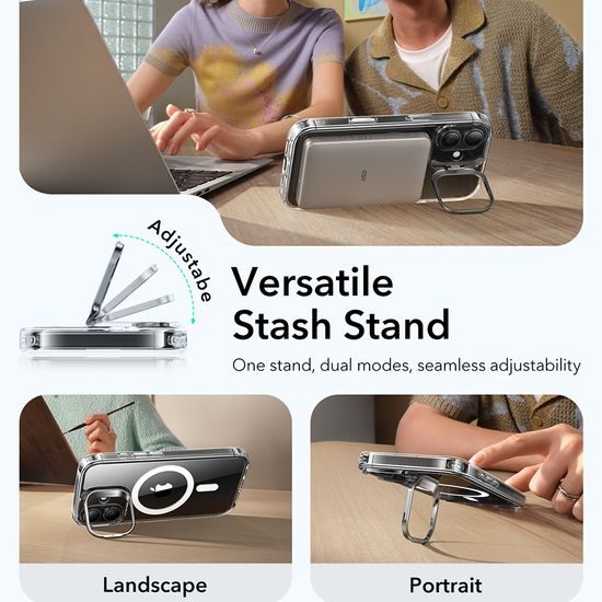 Etui ESR Classic Hybrid HaloLock Kickstand, iPhone 17, prozorno