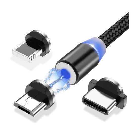 Cablu magnetic 3 în 1,USB / micro USB / USB Typ C / Lightning 1m