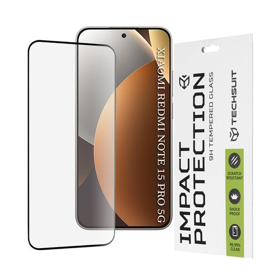 Xiaomi Redmi Note 17 4G / 5G kaitseklaas – Techsuit 111D karastatud klaas – must