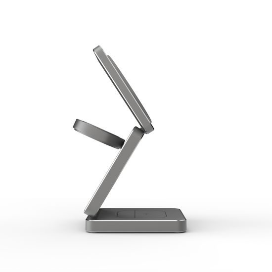 JP Ασύρματος Αναδιπλούμενος Φορτιστής Qi2 3σε1 Αλουμινίου 15W, γκρι