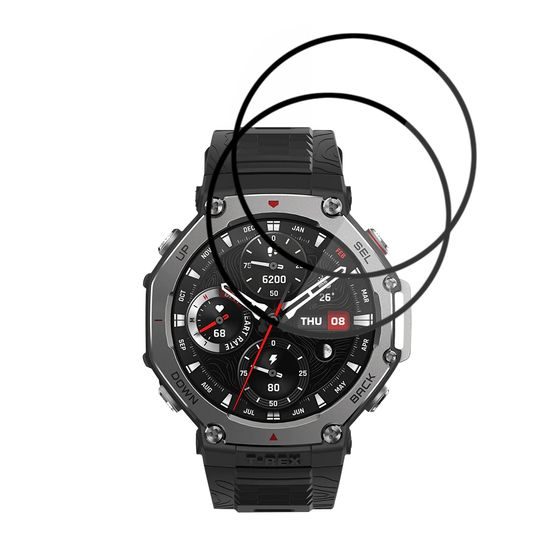 Techsuit Nano Flex Displayschutzfolie für Amazfit T-Rex 3 - PMMA Schutzfolie - 2 Stück - Schwarz