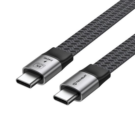 Techsuit Premium datu kabelis ElysiumSync Pro (CX1) USB-C uz USB-C, PD 240 W, 1 m – pelēks