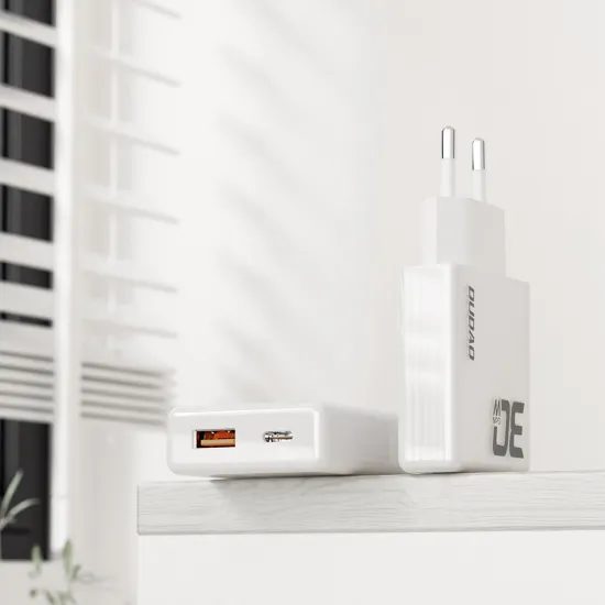 Dudao GaN Φορτιστής 30W USB / USB-C + Καλώδιο USB-C - Lightning, A30EU, Λευκό