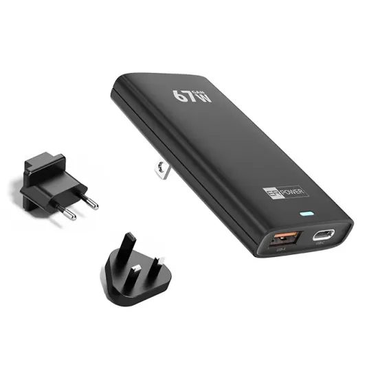 ER POWER Φορτιστής Ταξιδιού USB-C + USB-A, 67W, GaN